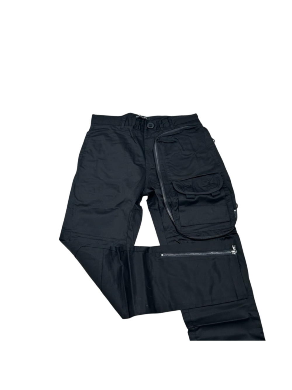 Embellish NYC Men’s Black Kai Cargo Pants with Silver Zipper Details Size 32 - Picture 3 of 7